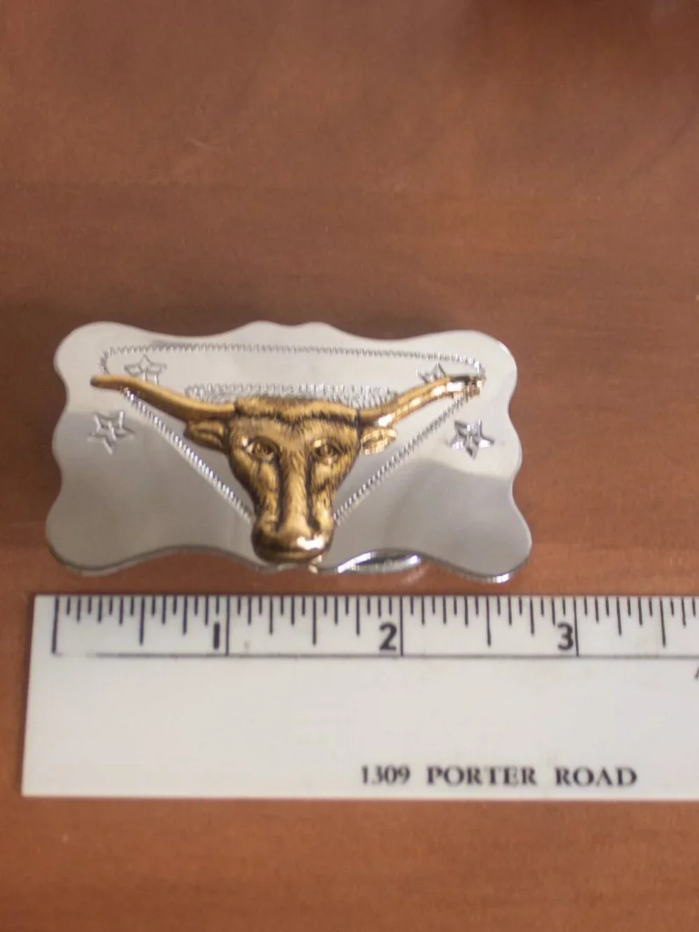 Pair of Small Western Belt Buckles Longhorn & Covered Wagon 2.25” Tex Tan Box